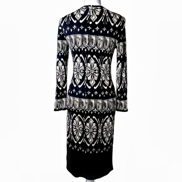 Tory Burch 100% Silk Rossella Black and White Baroque Print Dress size small - Picture 3 of 16